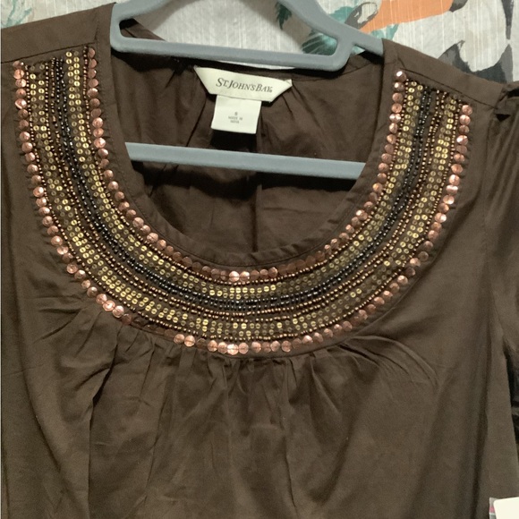St Johns Bay blouse with sequins NWT size Small 34$ great gift idea - Picture 8 of 9